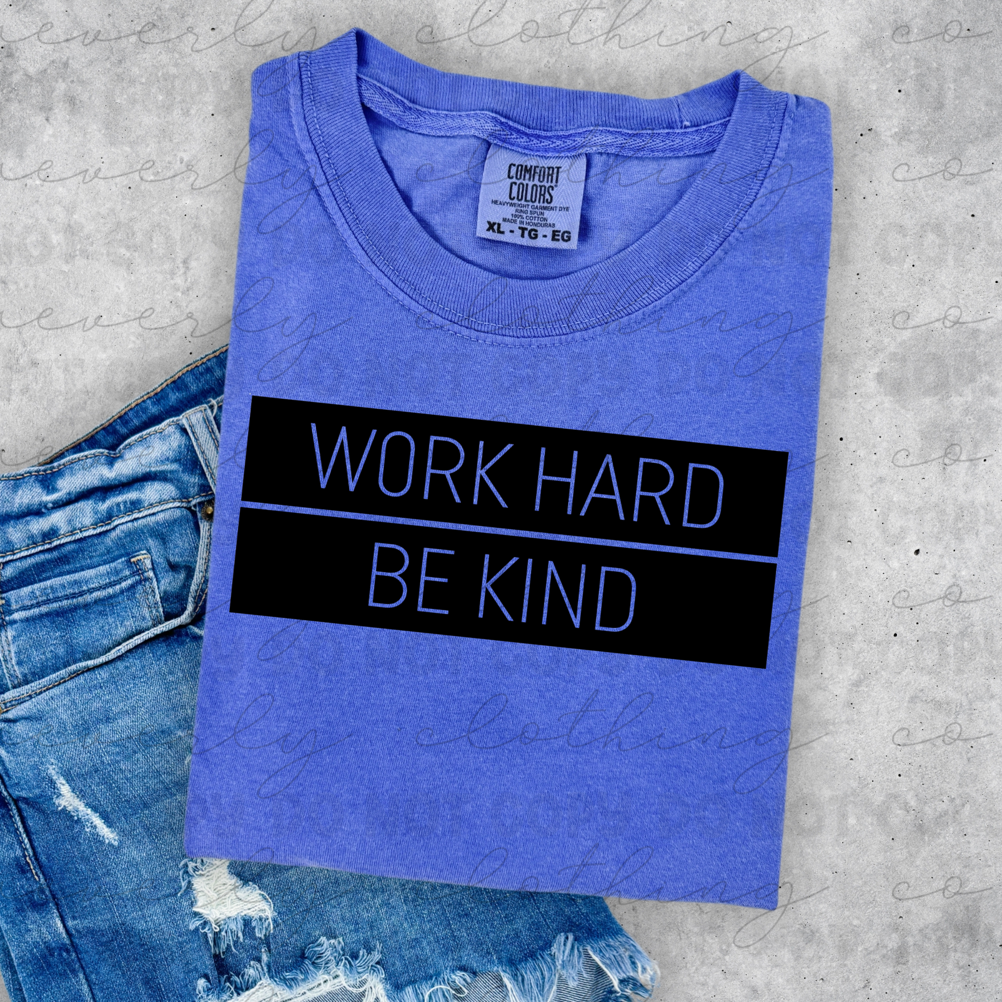 Work Hard & Be Kind Blocked Out Tee/Crewneck