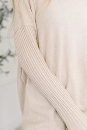 Running Late Hooded Long Sleeve in Beige
