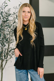 Running Late Hooded Long Sleeve in Black