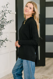 Running Late Hooded Long Sleeve in Black