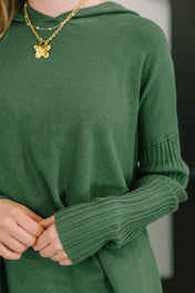 Running Late Hooded Long Sleeve in Dark Green