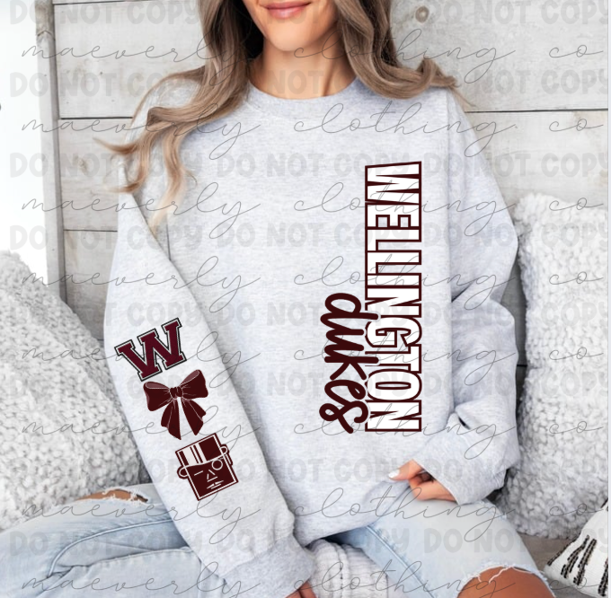 Wellington Duke Sleeve Mascot Tee/Crewneck