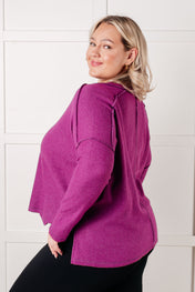 Simply Basic Ribbed Hacci Sweater in Light Plum