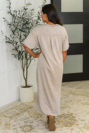 Soft But Savage Casual T-Shirt Dress in Beige