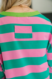 Stars On Stripes Patchwork Striped Sweatshirt