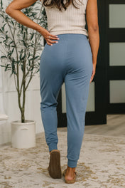 Sweat It High Waisted Joggers in Dusty Blue