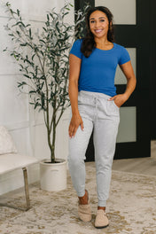 Sweat It High Waisted Joggers in Heather Grey