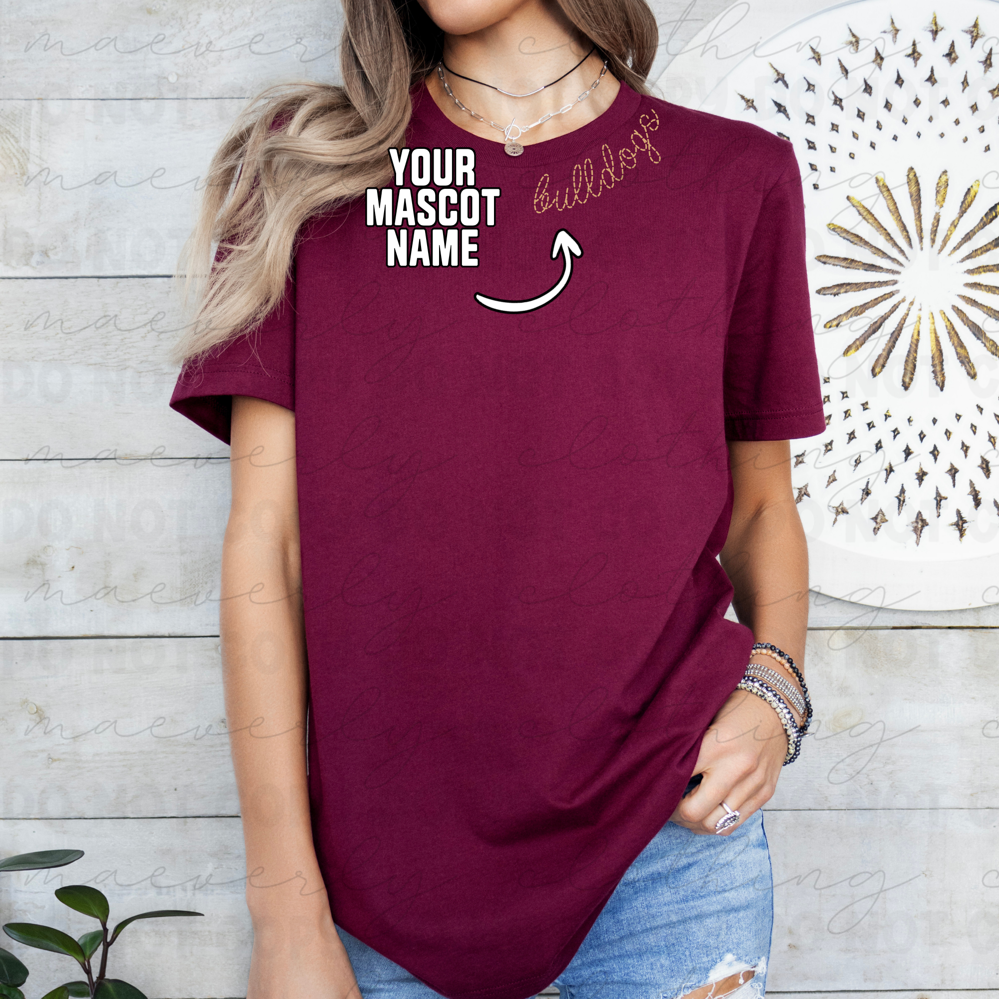 Custom Faux Stitched Mascot Tee/Crewneck - ANY SCHOOL/TEAM