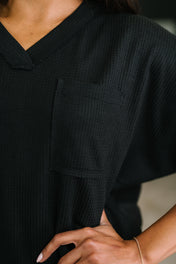 Together We're Unlimited Basic V-Neck Tee in Black