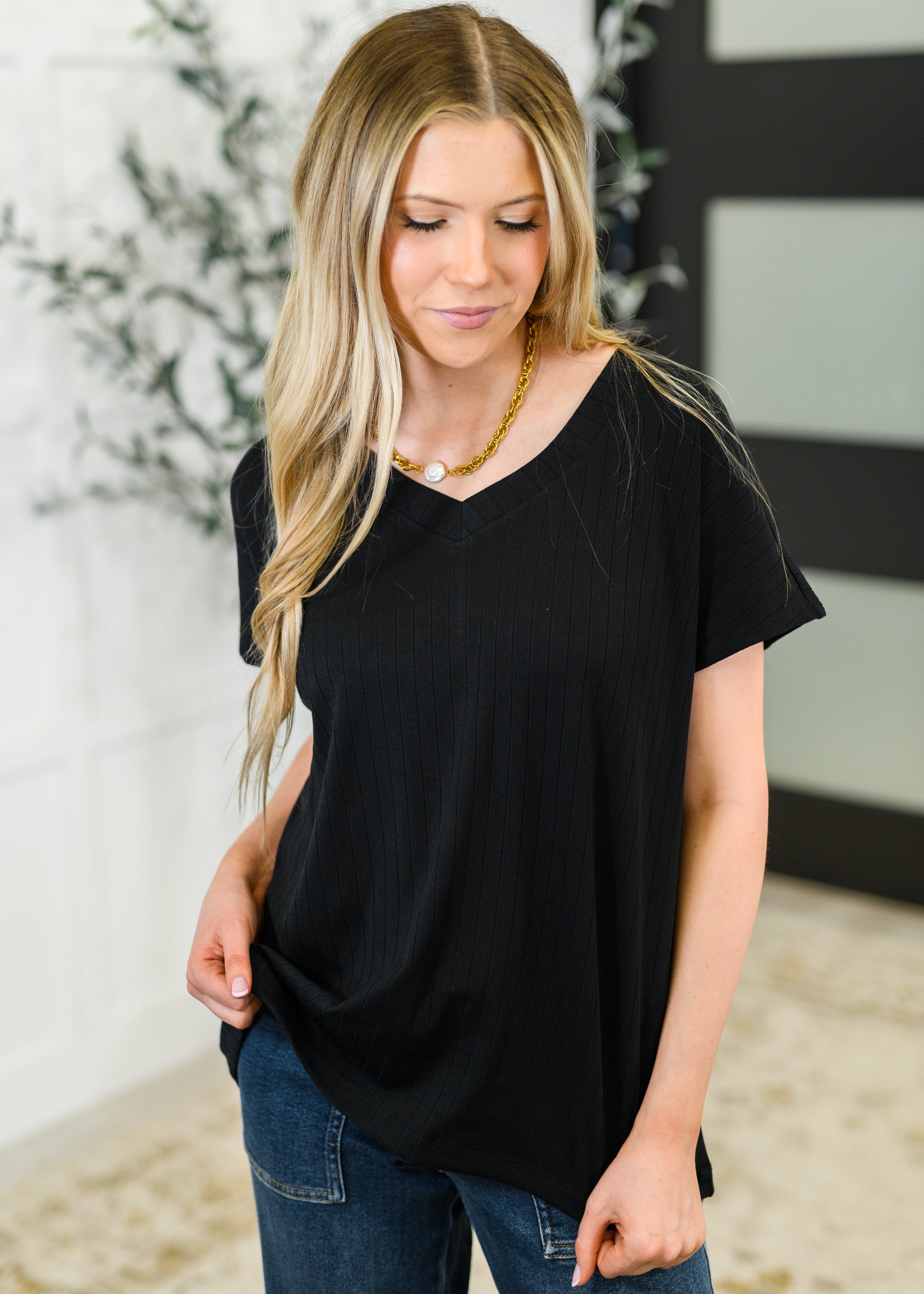 TopShelfBasicV-NeckRibbedTeeinBlack-3.jpg