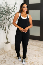 Totally Me Spaghetti Strap Jumpsuit in Black