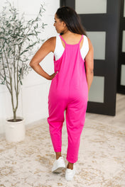 Totally Me Spaghetti Strap Jumpsuit in Hot Pink