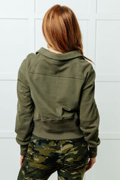 Under Her Spell Half Zip Pullover in Green