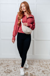 Under Her Spell Half Zip Pullover in Mauve