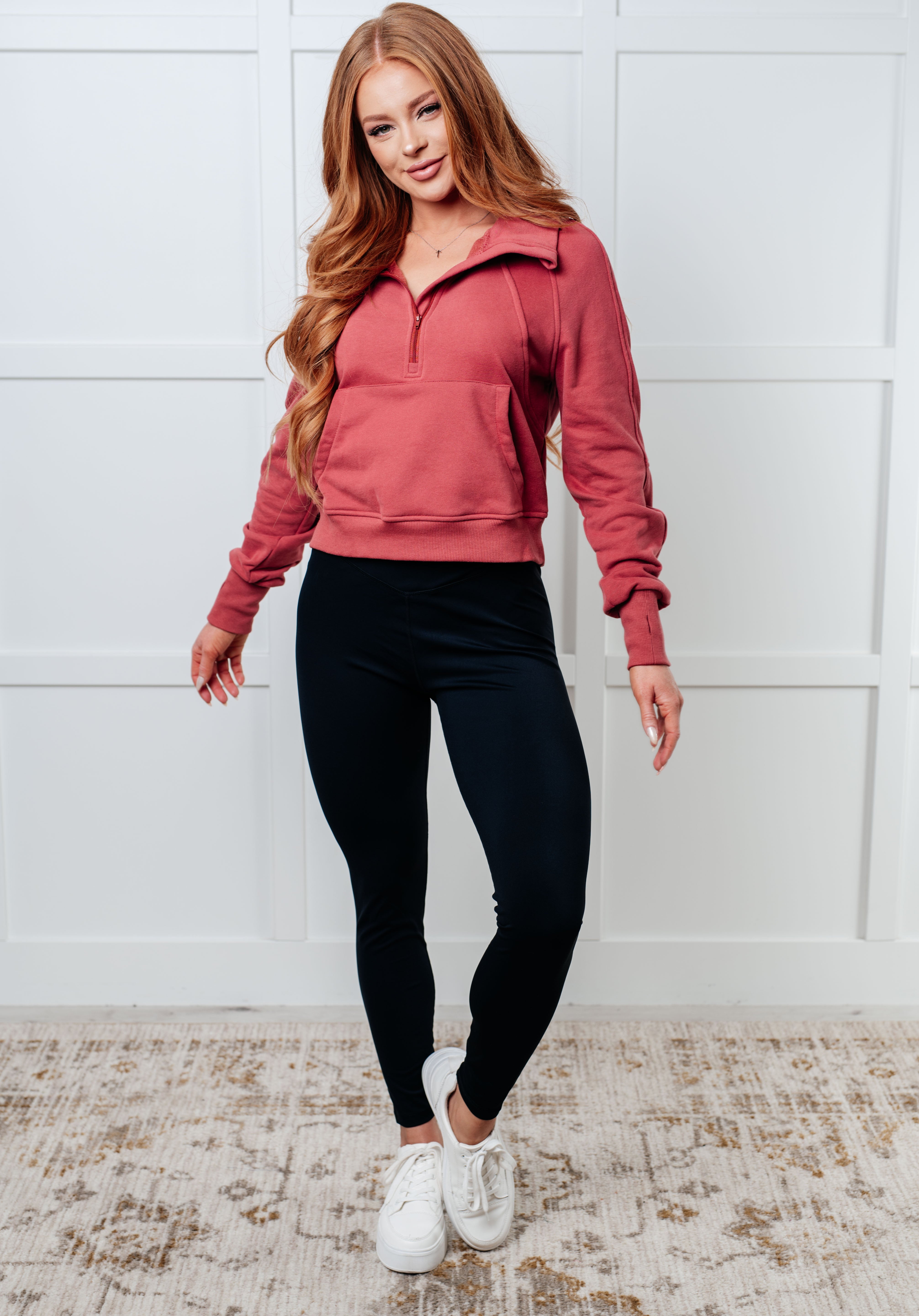 Under Her Spell Half Zip Pullover in Mauve