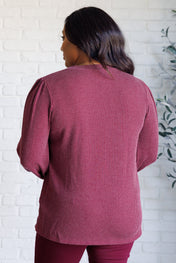 When the Sun Goes Down Mineral Wash Ribbed Knit Top in Wine