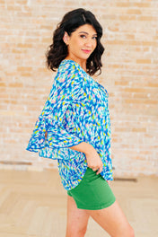 Willow Bell Sleeve Top in Royal Brushed Multi