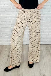 Working on Lounging Elastic Waist Bottoms in Khaki