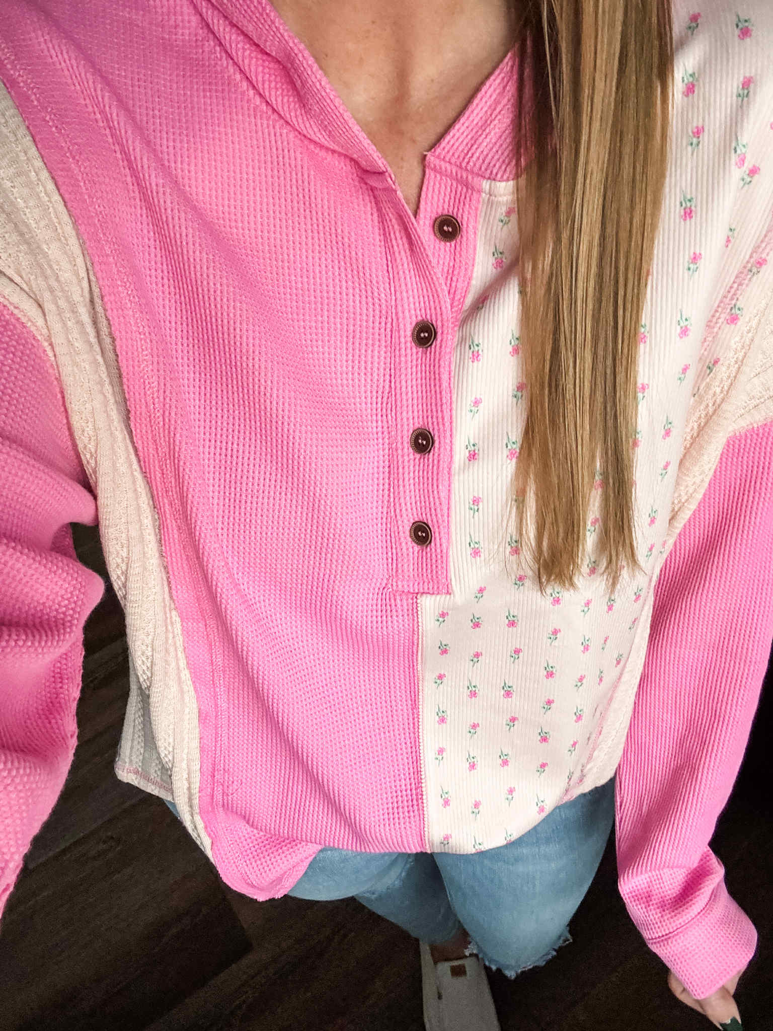 Pink Petals Waffle Hoodie PREORDER