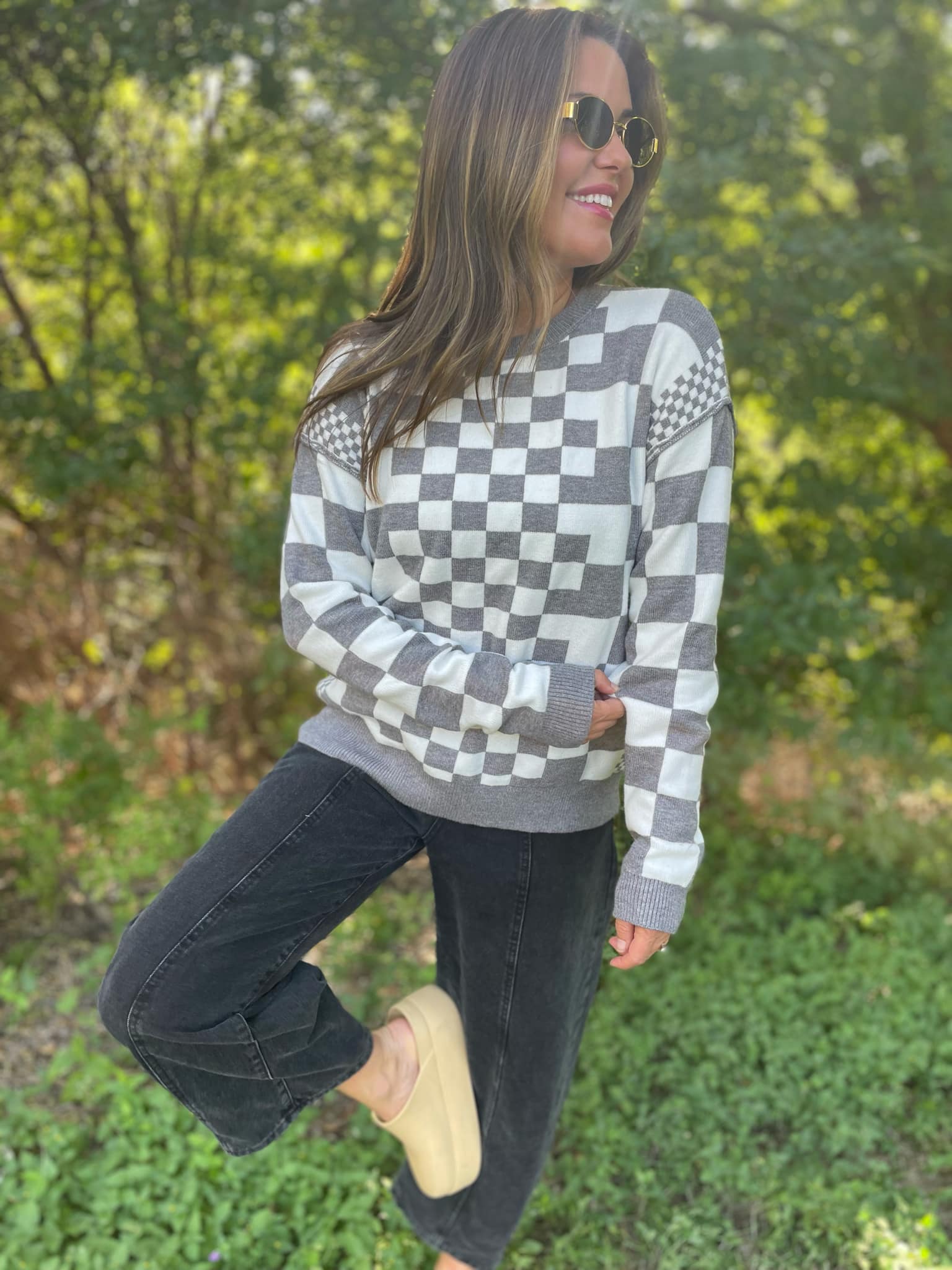 All Checkered Out Sweater in Four Colors - PREORDER