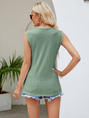 Eyelet Lace Detail V-Neck Tank - PREORDER