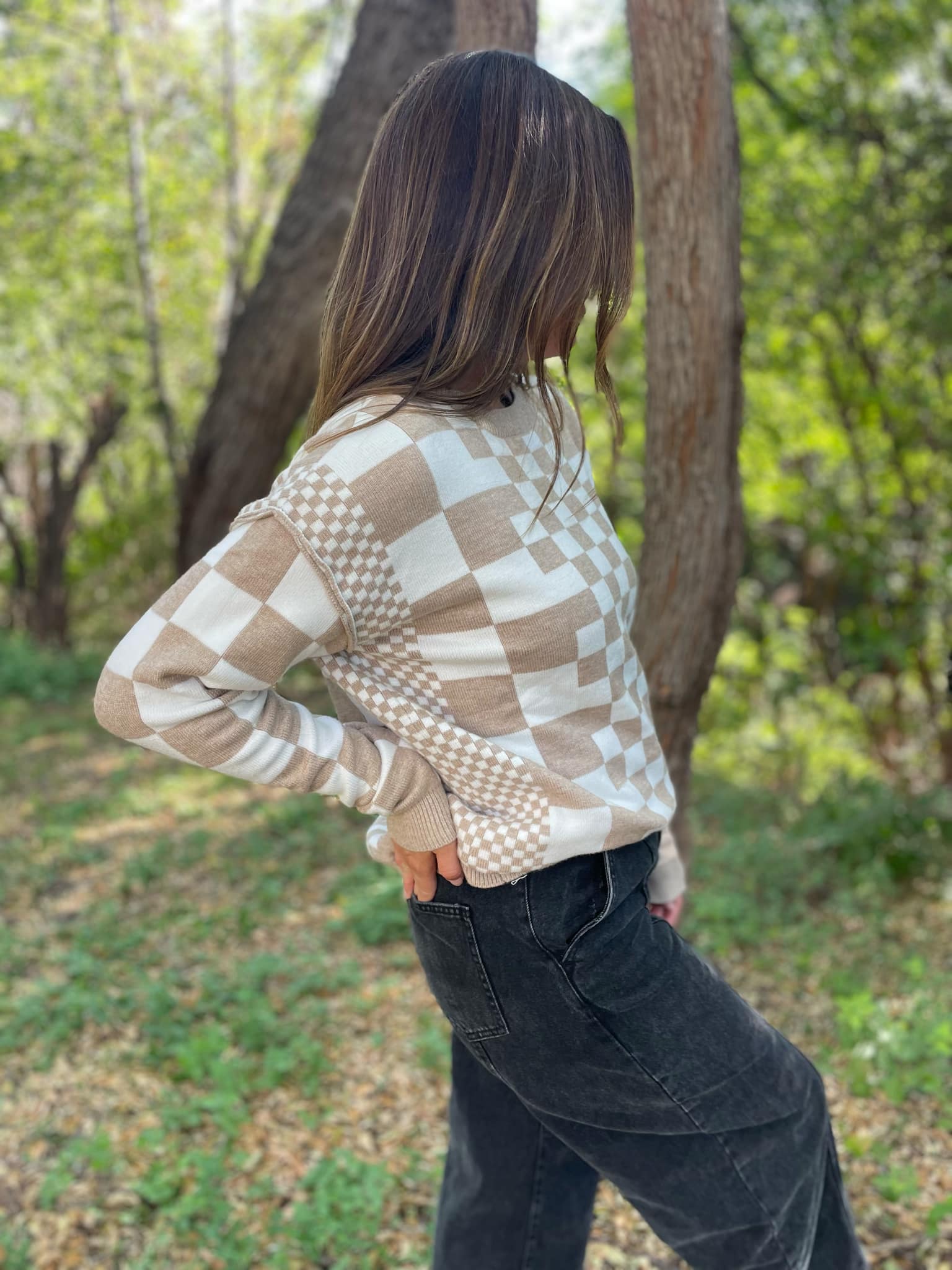 All Checkered Out Sweater in Four Colors - PREORDER