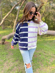 Exceptional Thought Striped Patchwork Sweater  - PREORDER