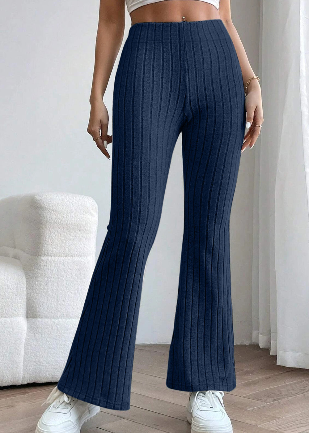 Basic Bae Full Size Ribbed High Waist Flare Pants