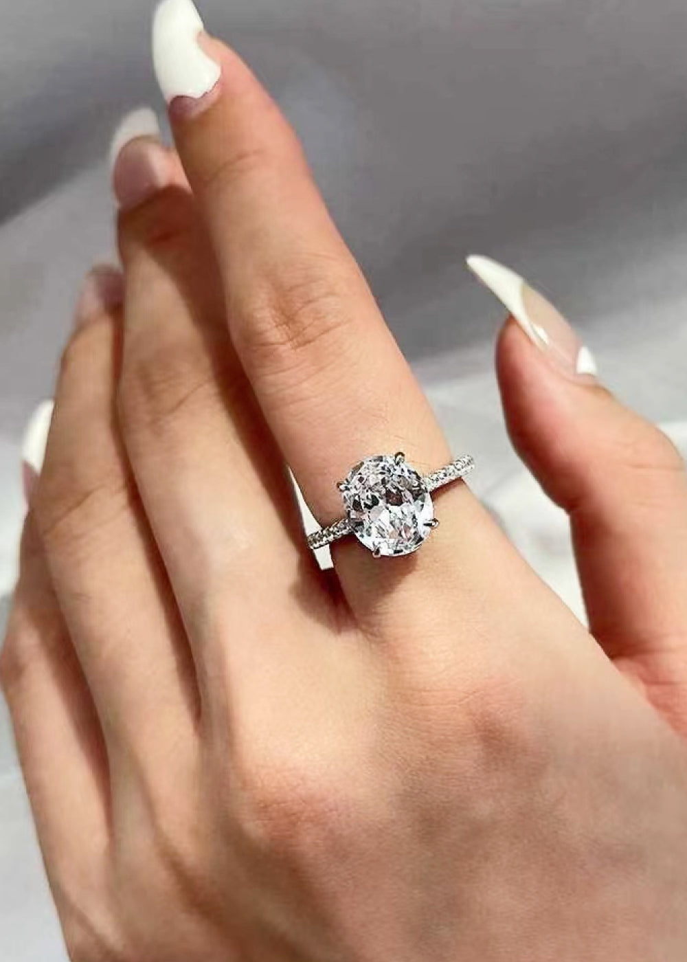 Platinum-Plated Side Stone 2 Carat Moissanite Ring