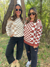 All Checkered Out Sweater in Four Colors - PREORDER