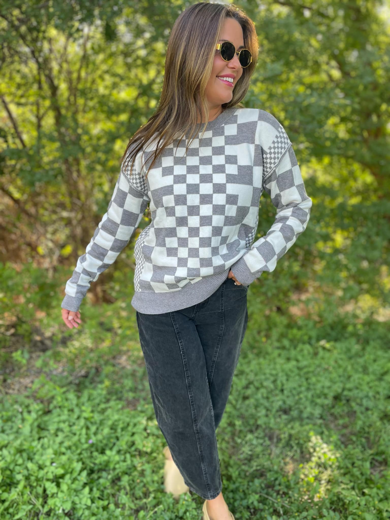 All Checkered Out Sweater in Four Colors - PREORDER