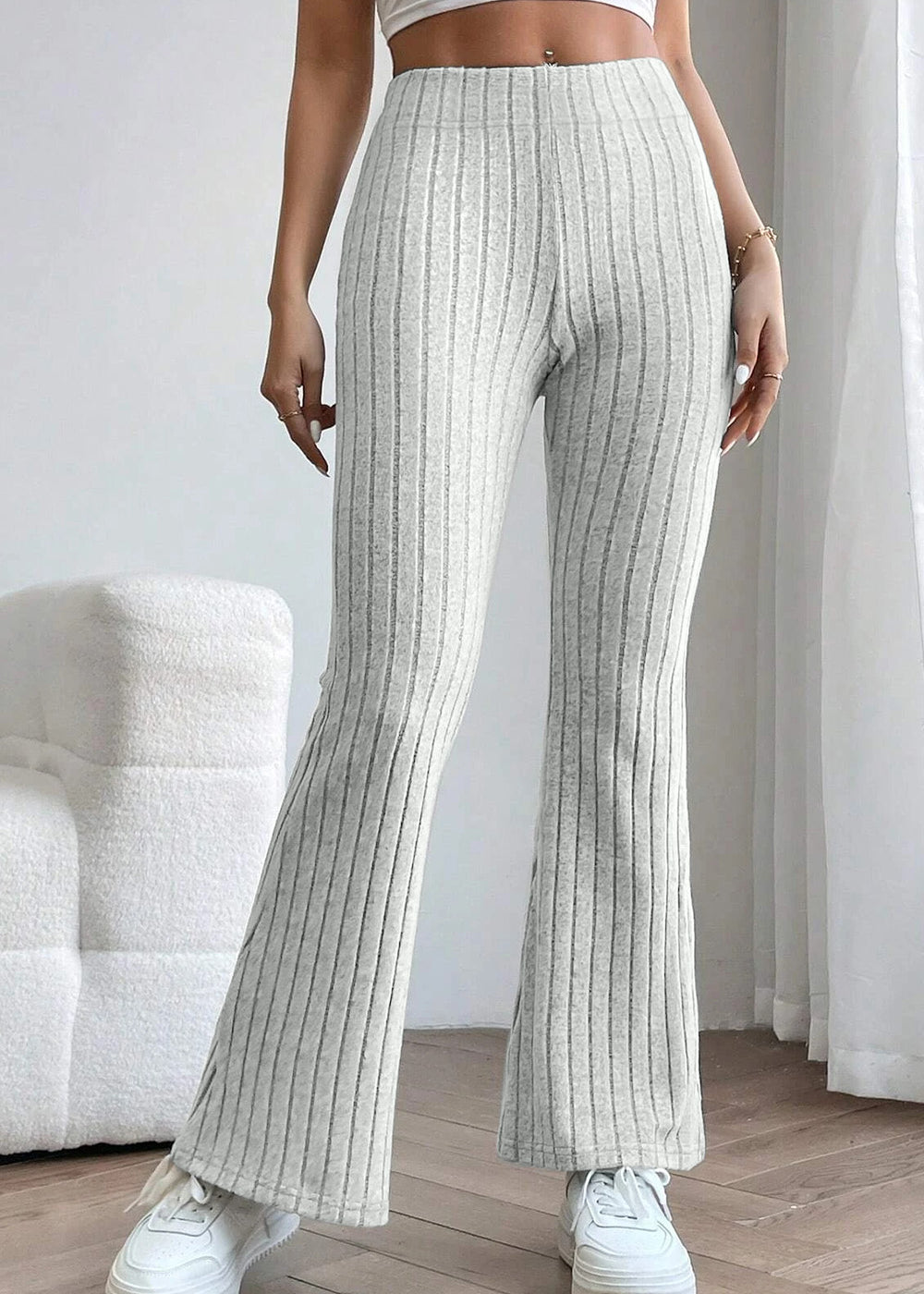 Basic Bae Full Size Ribbed High Waist Flare Pants