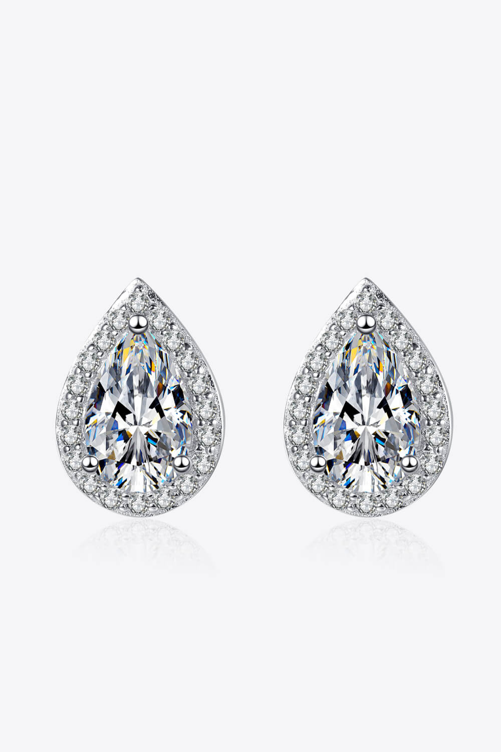 2 Carat Moissanite Teardrop Stud Earrings