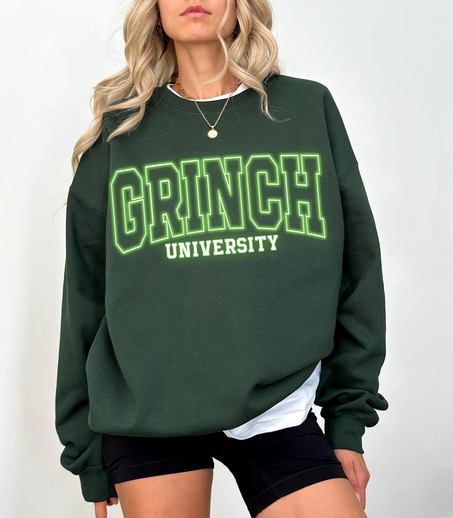 Neon Grinch University Crewneck