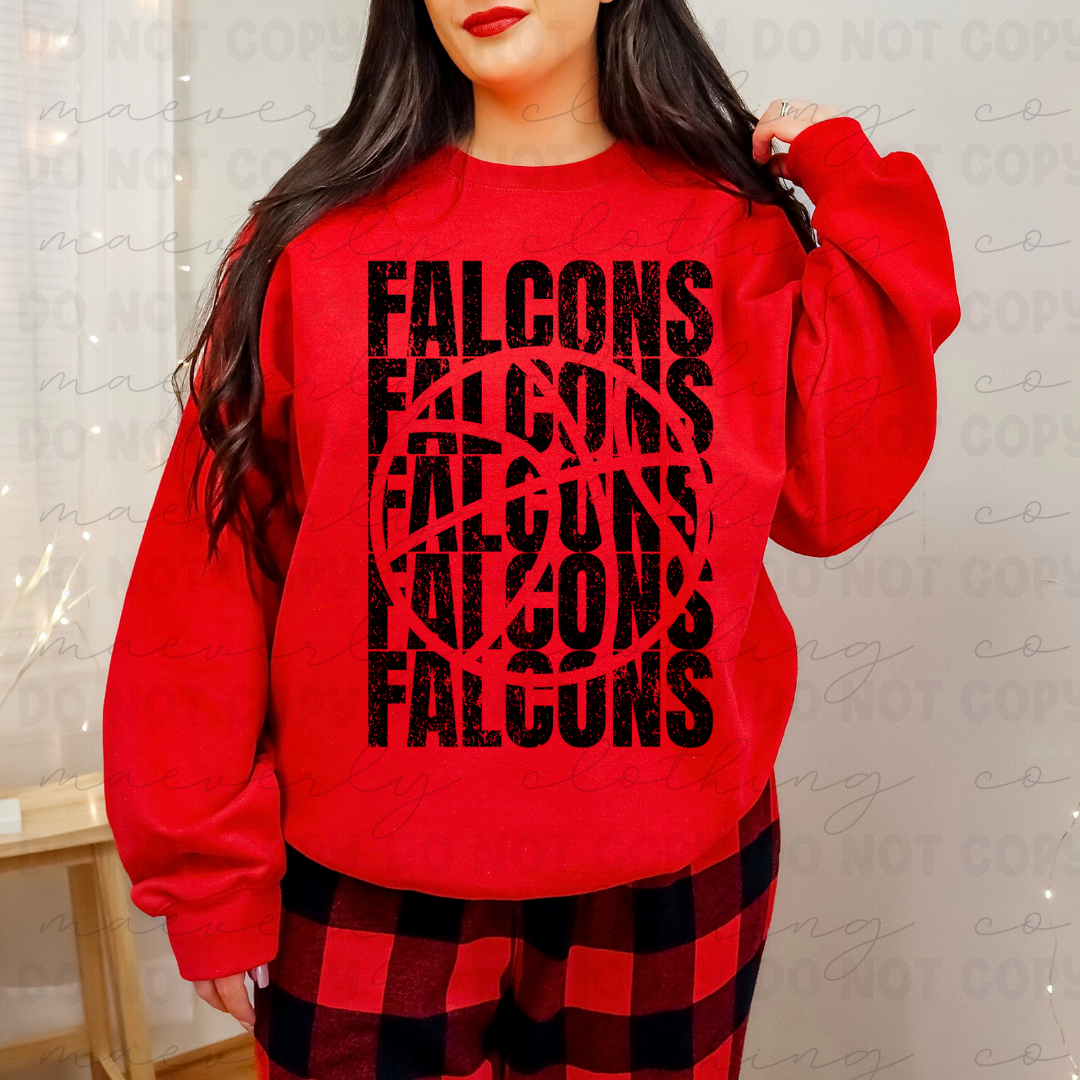 Field Falcons Basketball Mascot Cutout Tee/Crewneck