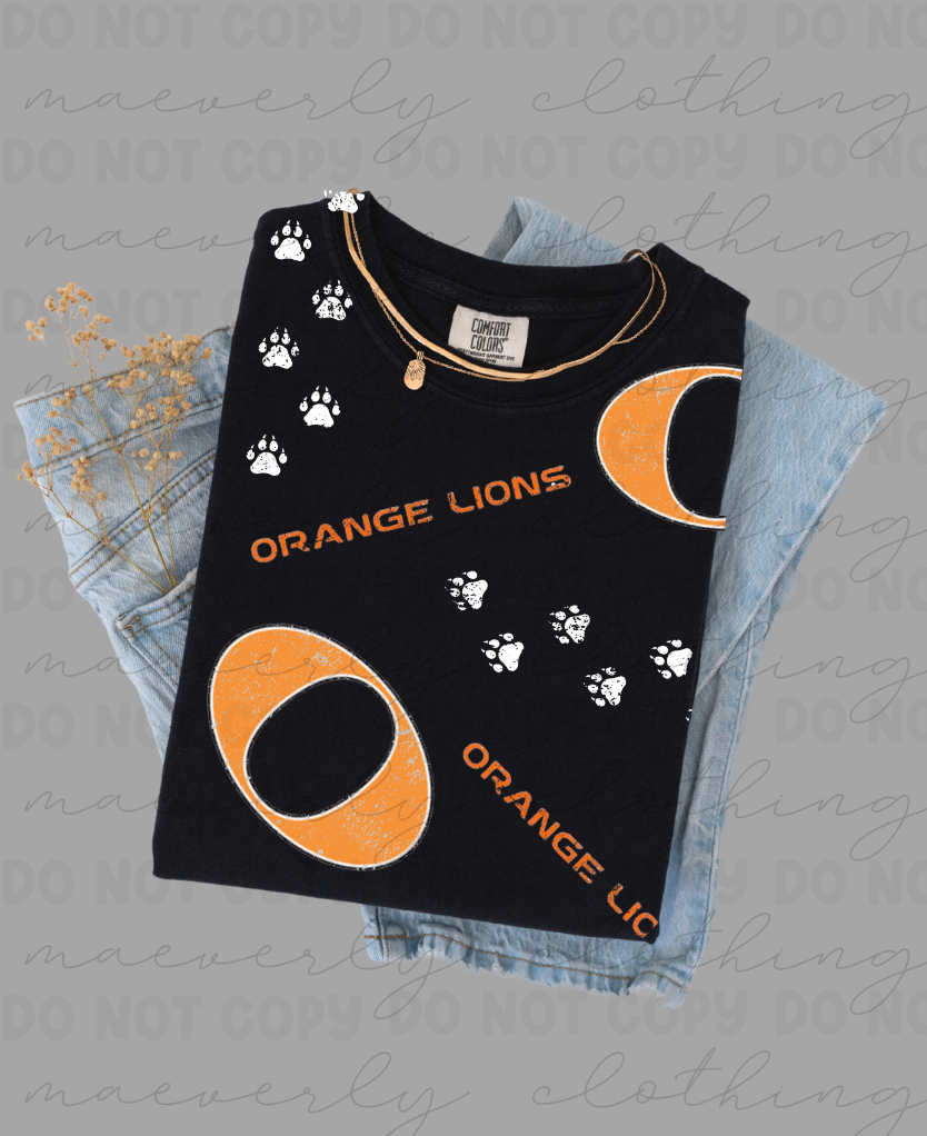 Orange Lions Distressed All Over Graphic