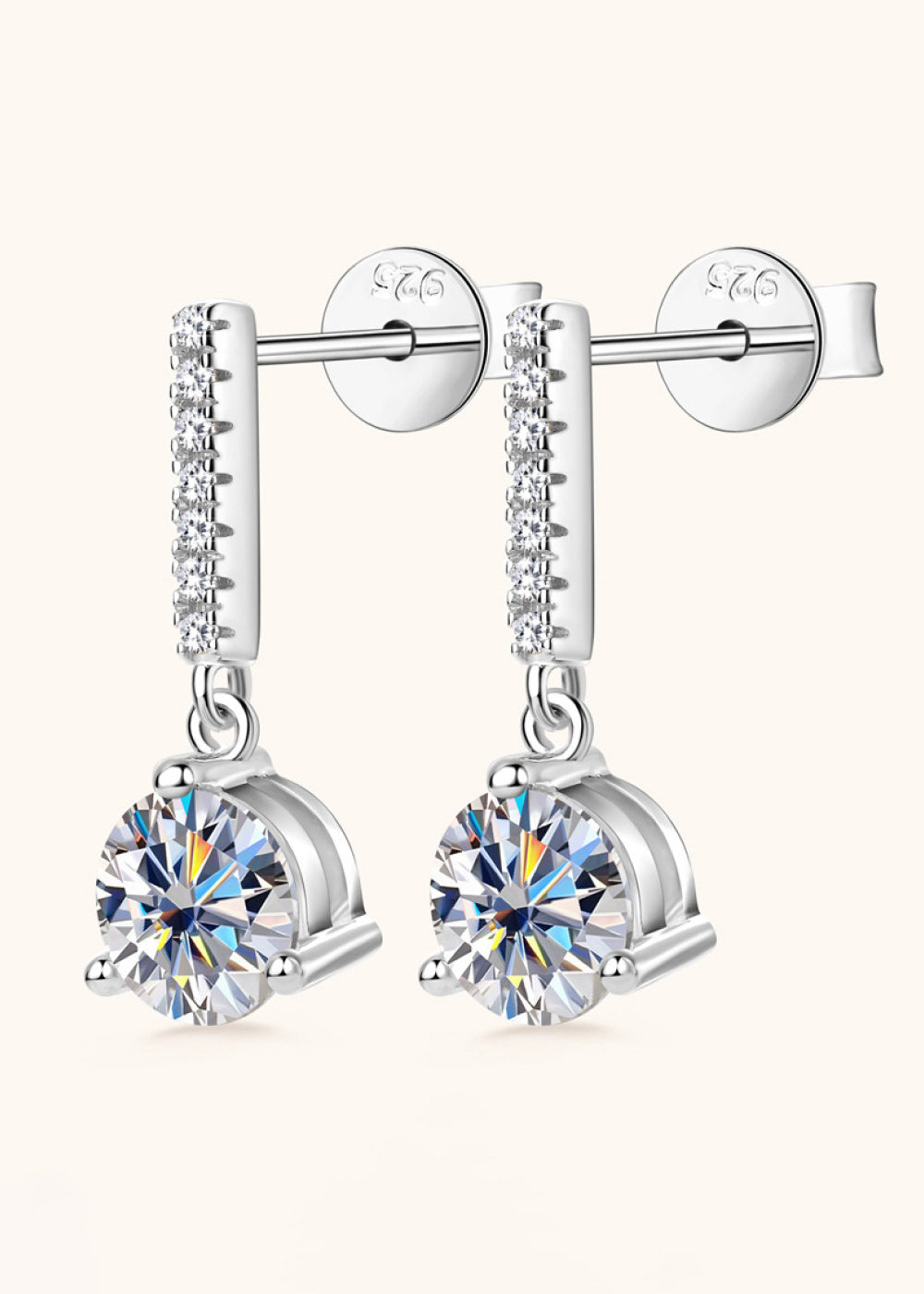 2 Carat Moissanite 925 Sterling Silver Drop Earrings