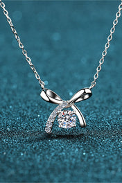 Moissanite 925 Sterling Silver Bow Necklace