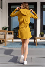 Getting Out Long Sleeve Hoodie Romper Gold Spice