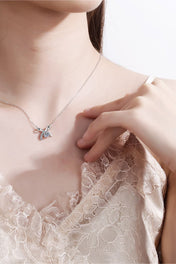 Moissanite 925 Sterling Silver Bow Necklace